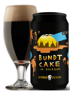 33cl can of LA PIRATA brand beer - BUNDT CAKE, Pastry Imperial Stout style 2