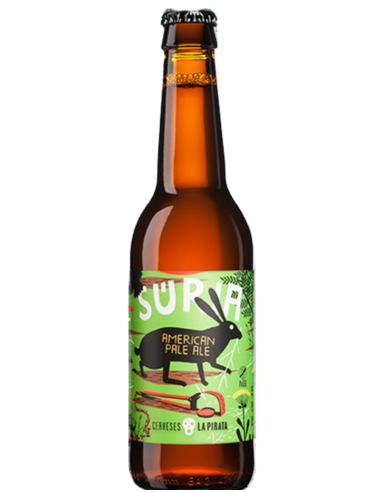 garrafa de 33cl de cerveja da marca LA PIRATA - SÚRIA, estilo American Pale Ale (sem glúten)