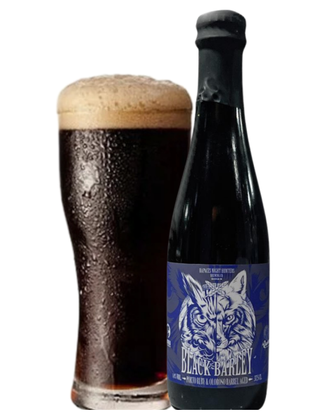 LA QUINCE garrafa de 37,5cl de cerveja de marca & GINEU - BLACK BARLEY com copo, estilo PortoRuby & Oloroso Barrel Aged