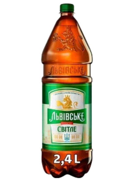 botella 2,4l de cerveza de marca LVIVSKE - SVITLE LIGHT, estilo European Pale Lager