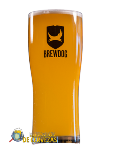 Vaso de pinta 50cl de cerveza de marca BREWDOG
con cerveza
