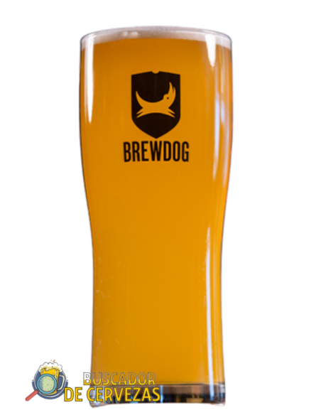 Vaso de pinta 50cl de cerveza de marca BREWDOG
con cerveza