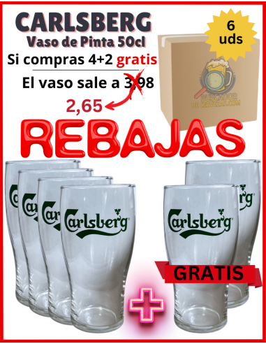 CARLSBERG - Copo para cerveja (letras verdes) - 6 unidades 50cl