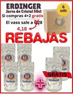 ERDINGER - Jarra de Cristal - 6 Unidades 50cl - Buscador de Cervezas - Brewhouse