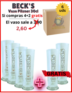 BECK'S - Vaso Pilsner - 6 Unidades 30cl