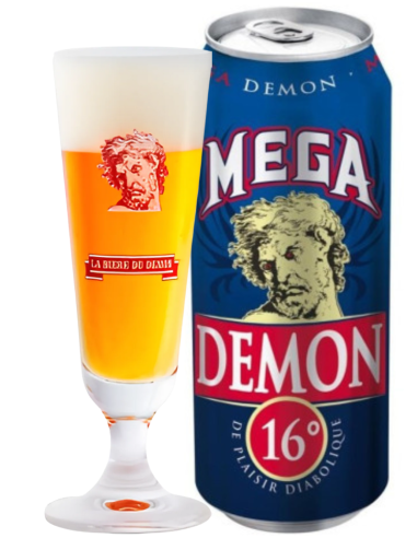 BIERE - MEGA DEMON - European Strong Lager Can 50cl with glass