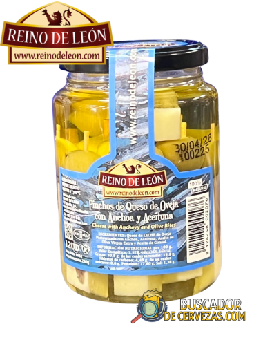 REINO DE LEÓN - ESPECIARIAS DE QUEIJO DE OVELHA COM ANCHOVAS E AZEITONAS (12pcs) - 465g