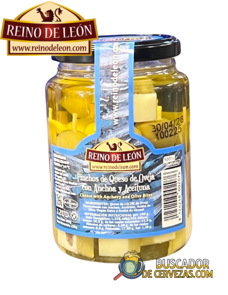 REINO DE LEÓN - ESPECIARIAS DE QUEIJO DE OVELHA COM ANCHOVAS E AZEITONAS (12pcs) - 465g