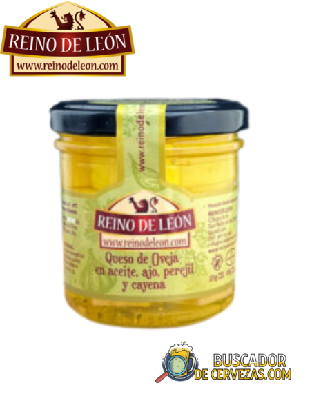 REINO DE LEÓN - QUESO DE OVEJA EN ACEITE, AJO, PEREJIL Y CAYENA - 155g