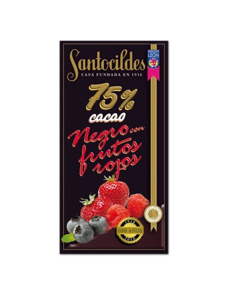 CHOCOLATES SANTOCILDES - CHOCOLATE NEGRO 75% CON FRUTOS ROJOS - 150g