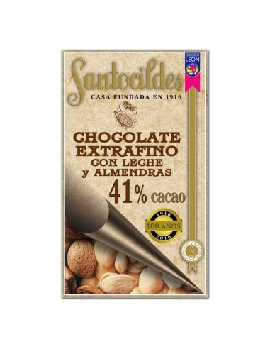 SANTOCILDES CHOCOLATES - EXTRA FINE 41% CHOCOLATE WITH MILK AND ALMONDS - 150g