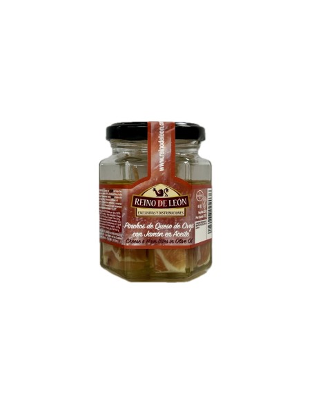 REINO DE LEÓN - PINCHOS DE QUESO DE OVEJA CON JAMON EN ACEITE 6 unidades - 220g
