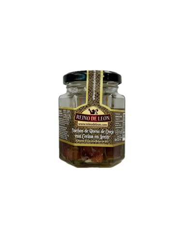 REINO DE LEÓN - PINCHOS DE QUESO DE OVEJA CON CECINA EN ACEITE 6 unidades - 150g