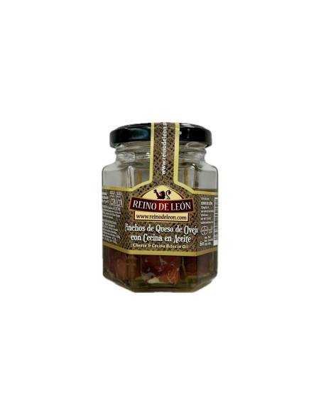 REINO DE LEÓN - PINCHOS DE QUESO DE OVEJA CON CECINA EN ACEITE 6 unidades - 150g