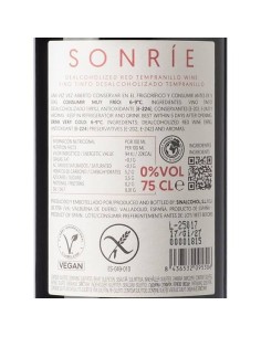 SONRIE - VINO TINTO CRIANZA TEMPRANILLO 75cl Sin Alcohol 2