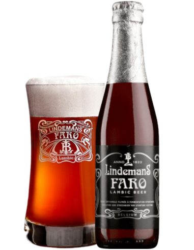 33cl bottle of beer brand LINDEMANS - LIGHTHOUSE with glass, Lambic style